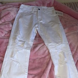 White high waisted ripped jeans